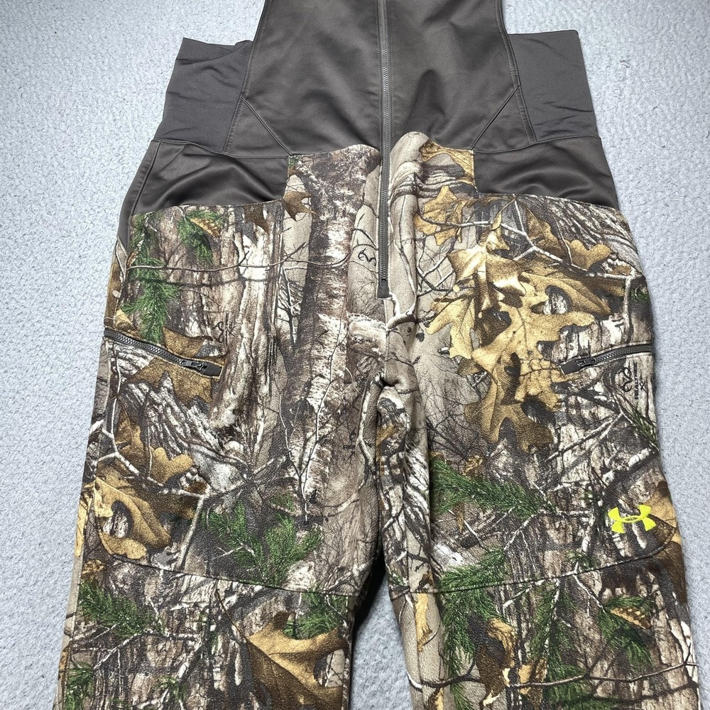 Under Armour Bib Pants Mens XL Brown Realtree Camo UA Storm1 ColdGear Hunting - Picture 3 of 12
